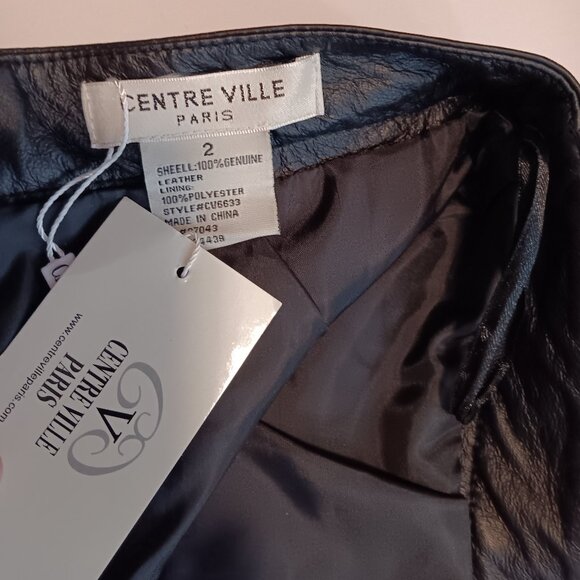 Centre Ville Paris Genuine Leather pencil skirt - sz 2 - Picture 5 of 6